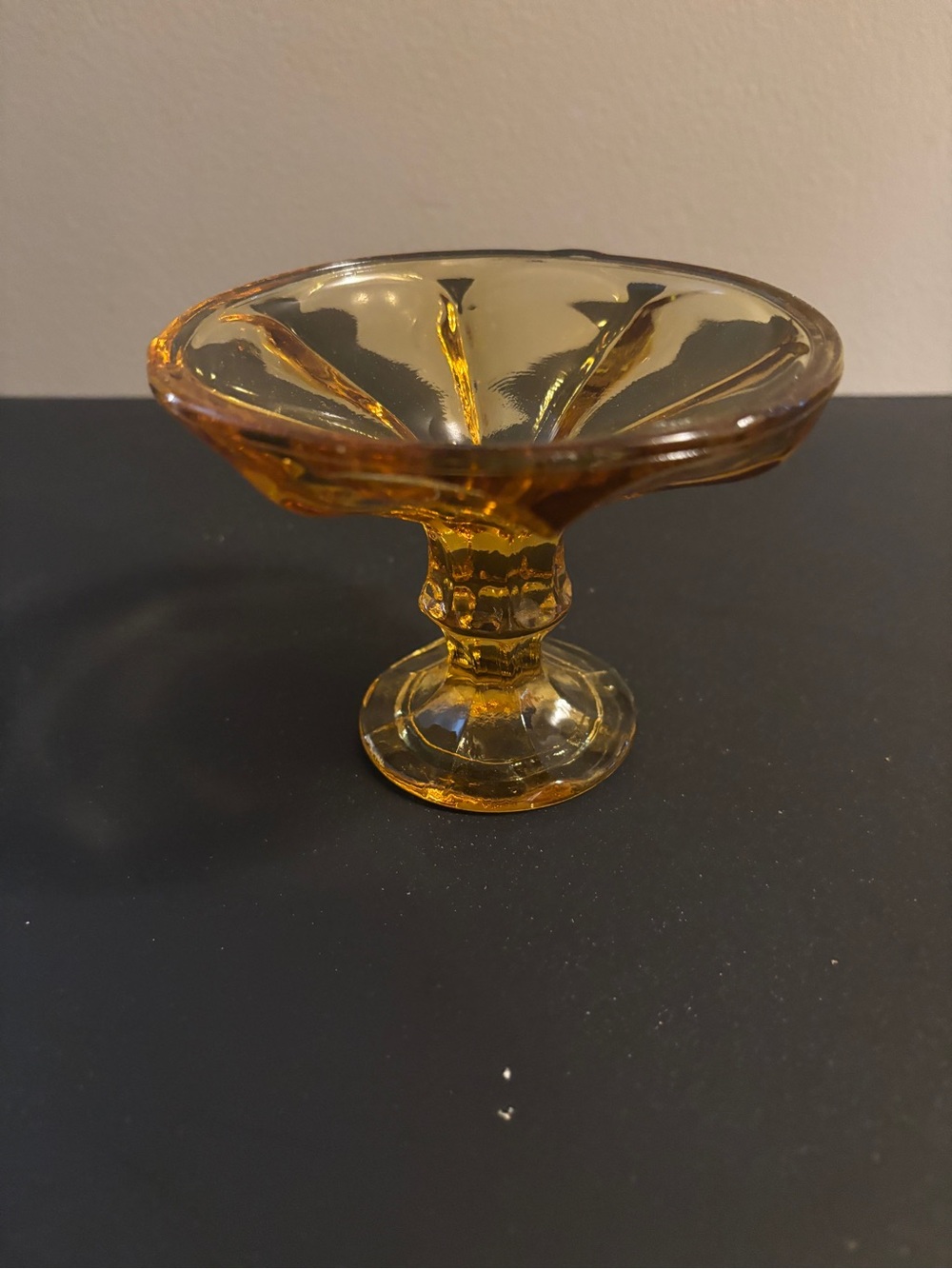 Vintage Amber Glass Pedestal Compote